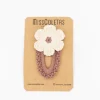Clip crochet flor rosa mauve
