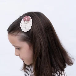 Clip crochet flor vintage mauve