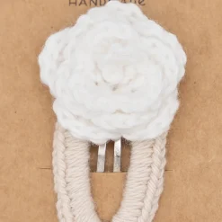 Clip crochet rosa blanca
