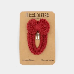 Clip forrado con lazo crochet teja