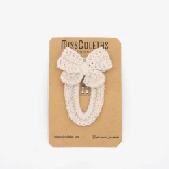 Clip lazo crochet beige