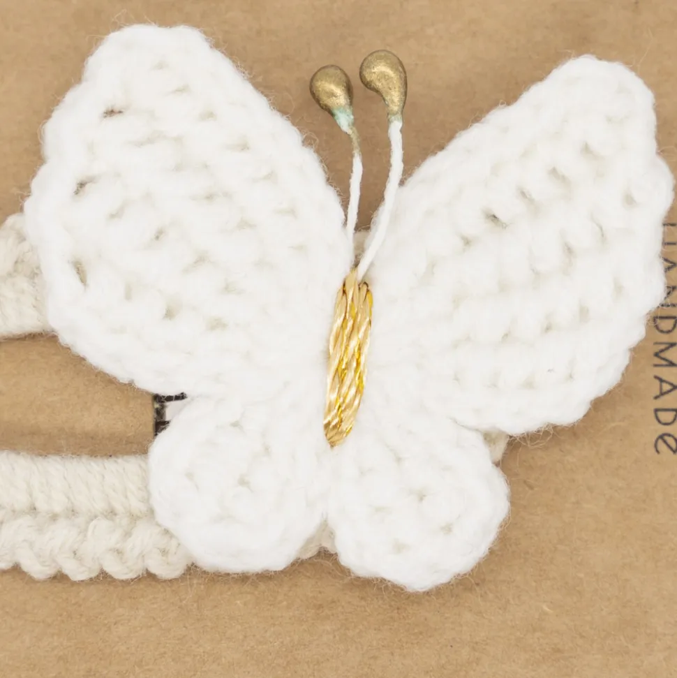 Clip mariposa crochet blanca