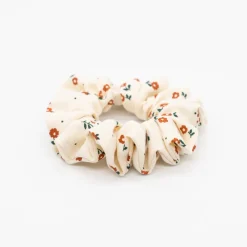 Coletero scrunchie beige flores vintage