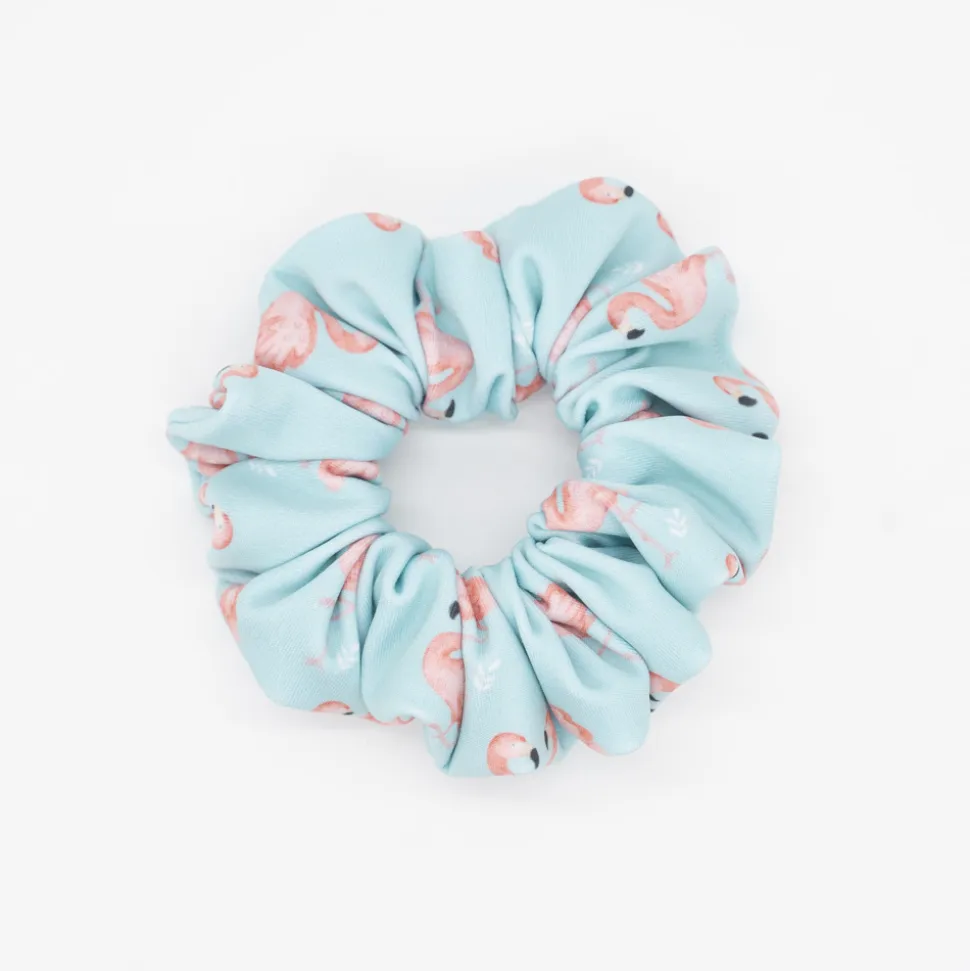 Coletero scrunchie de baño flamencos
