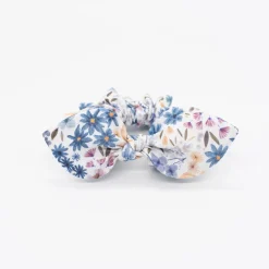 Coletero scrunchie lazo flores azul marino