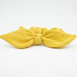 Coletero scrunchie lazo gasa amarillo ocre topos oro