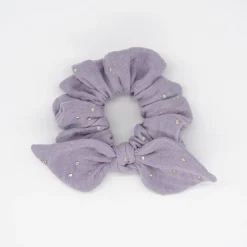 Coletero scrunchie lazo gasa malva topos oro
