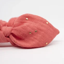 Coletero scrunchie lazo gasa naranja coral topos oro