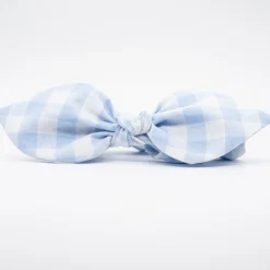 Coletero scrunchie lazo vichy azul celeste