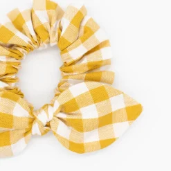 Coletero scrunchie lazo vichy amarillo ocre
