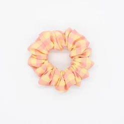 Coletero scrunchie vichy bicolor rosa flamingo