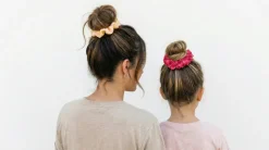 Coletero scrunchie vichy bicolor rosa flamingo