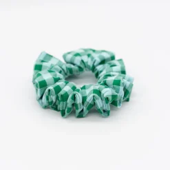 Coletero scrunchie vichy bicolor verde