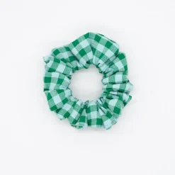 Coletero scrunchie vichy bicolor verde