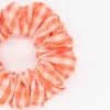 Coletero scrunchie vichy bicolor coral flúor