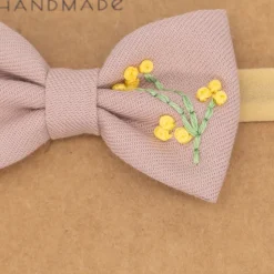 Diadema bebé con Lazo rosa Bordado a Mano