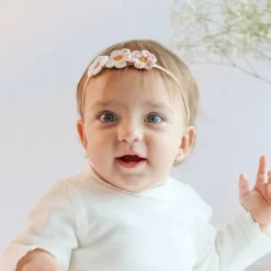 Diadema bebé flores crochet