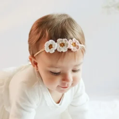 Diadema bebé flores crochet
