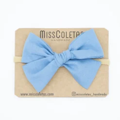 Diadema bebé lazo azul jean
