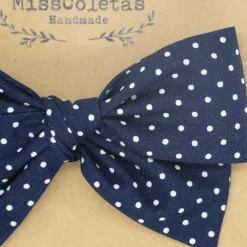 Diadema bebé lazo azul marino topos