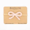 Diadema bebé lazo cordón crochet rosa