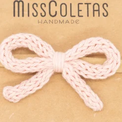 Diadema bebé lazo cordón crochet rosa