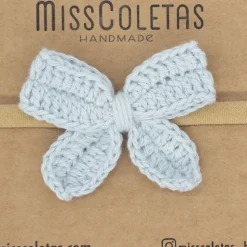 Diadema bebé lazo crochet azul celeste