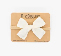 Diadema bebé lazo estampado satinado beige