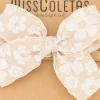 Diadema bebé lazo estampado satinado beige tostado