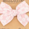 Diadema bebé lazo estampado satinado rosa