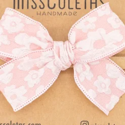 Diadema bebé lazo estampado satinado rosa