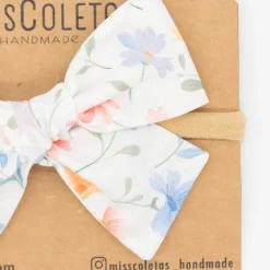 Diadema bebé lazo flores pastel