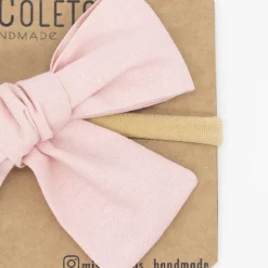 Diadema bebé lazo rosa empolvado