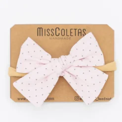Diadema bebé lazo rosa topitos