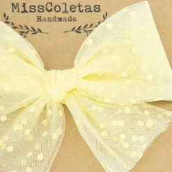 Diadema bebé lazo tul amarillo