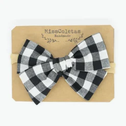 Diadema bebé lazo vichy negro