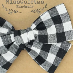 Diadema bebé lazo vichy negro