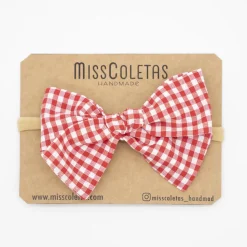 Diadema bebé lazo vichy pequeño rojo