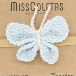 Diadema bebé mariposa crochet azul celeste
