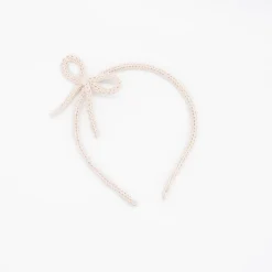Diadema cordón crochet beige