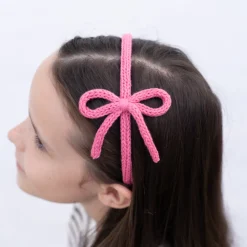 Diadema cordón crochet rosa