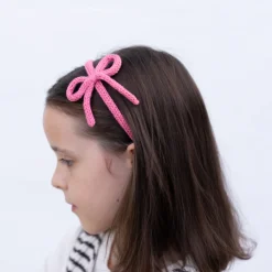 Diadema cordón crochet rosa