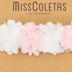 Diadema flores bebé rosa y blanco