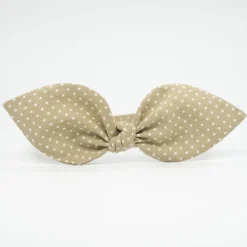 Diadema lazo beige topos hecha a mano