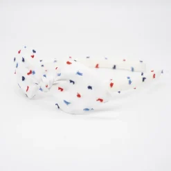 Diadema lazo blanco plumeti hecha a mano