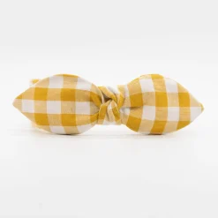Diadema lazo chloe vichy amarillo ocre hecha a mano