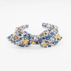 Diadema lazo chloé flores azul marino hecha a mano