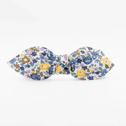 Diadema lazo chloé flores azul marino hecha a mano
