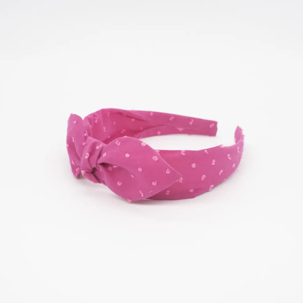 Diadema lazo chloé fucsia plumeti hecha a mano
