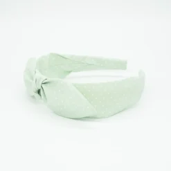 Diadema lazo chloé topos verde mint hecha a mano